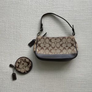 Coach signature handbag with coin purse